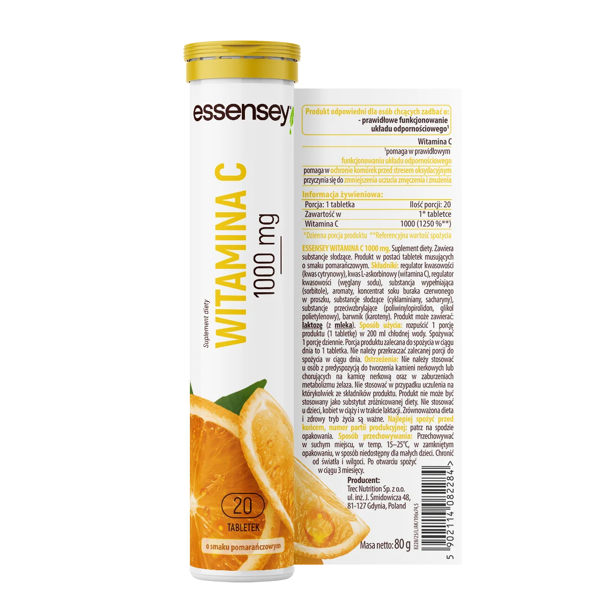 Essensey Multiwitamina Complex o smaku pomarańczowo-brzoskwiniowym, 20 tabletek musujących