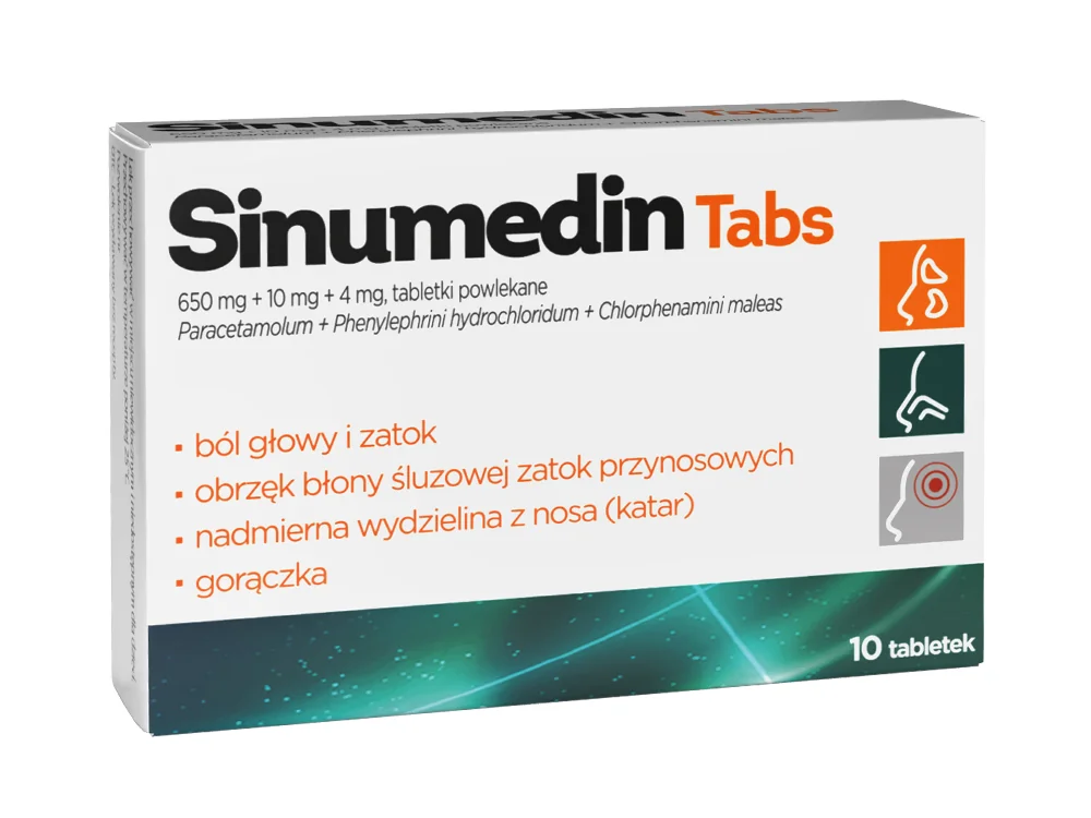 Sinumedin Tabs 650 mg + 10 mg + 4 mg, 10 tabletek