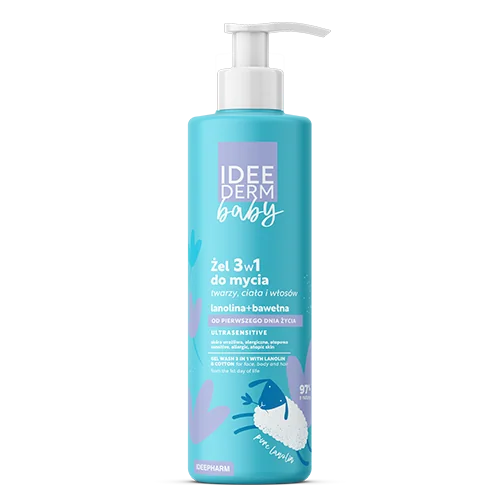 Idee Derm Baby żel 3 w 1 do mycia twarzy, ciała i włosów, 400 ml