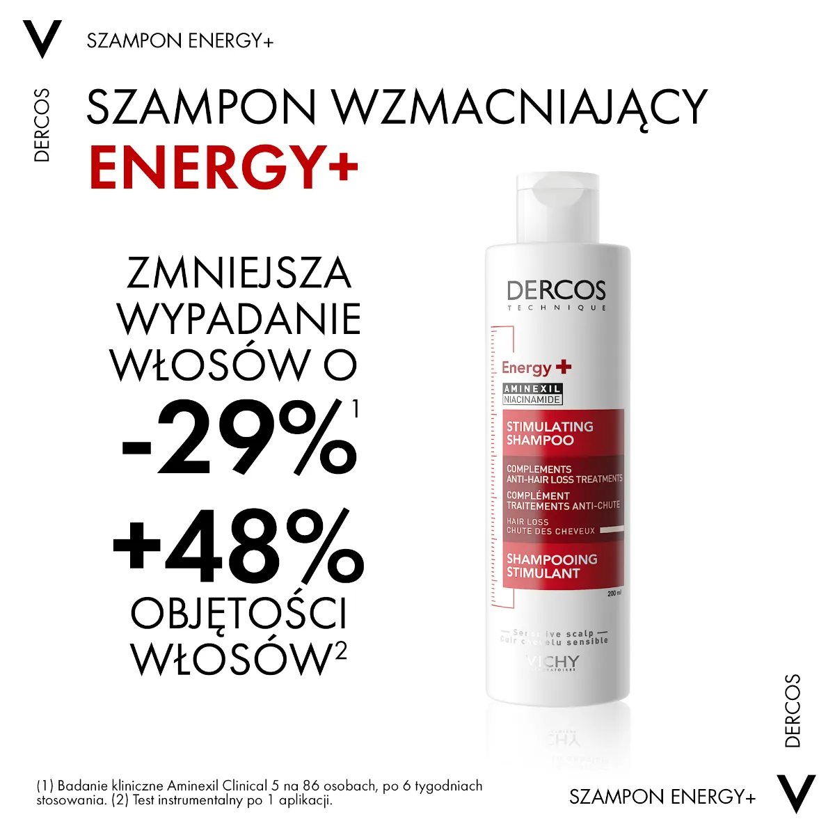 Vichy Dercos, szampon energetyzujący wspierający kurację na wypadanie włosów, 200 ml 