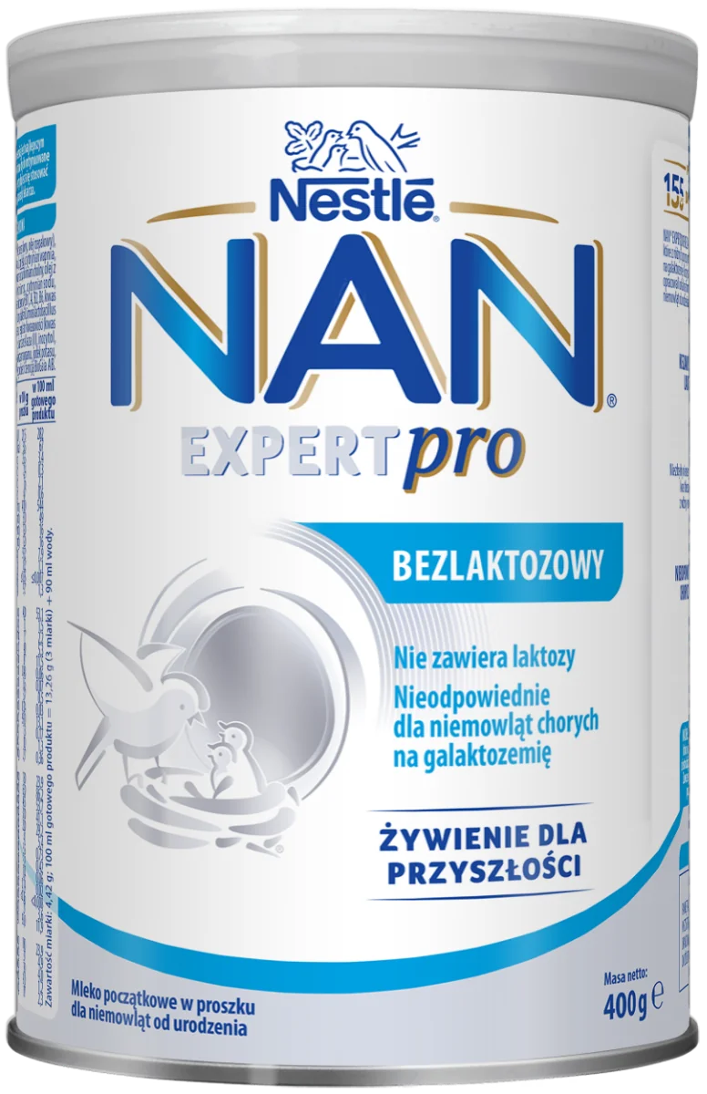 Nestle NAN Bezlaktozowy mleko początkowe w proszku dla niemowląt od urodzenia, 400 g