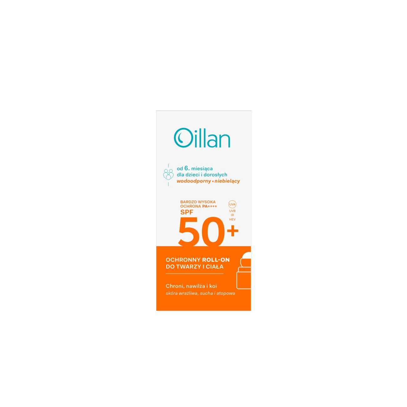 Oillan Sun Ochronny roll-on do twarzy i ciała, 50 ml