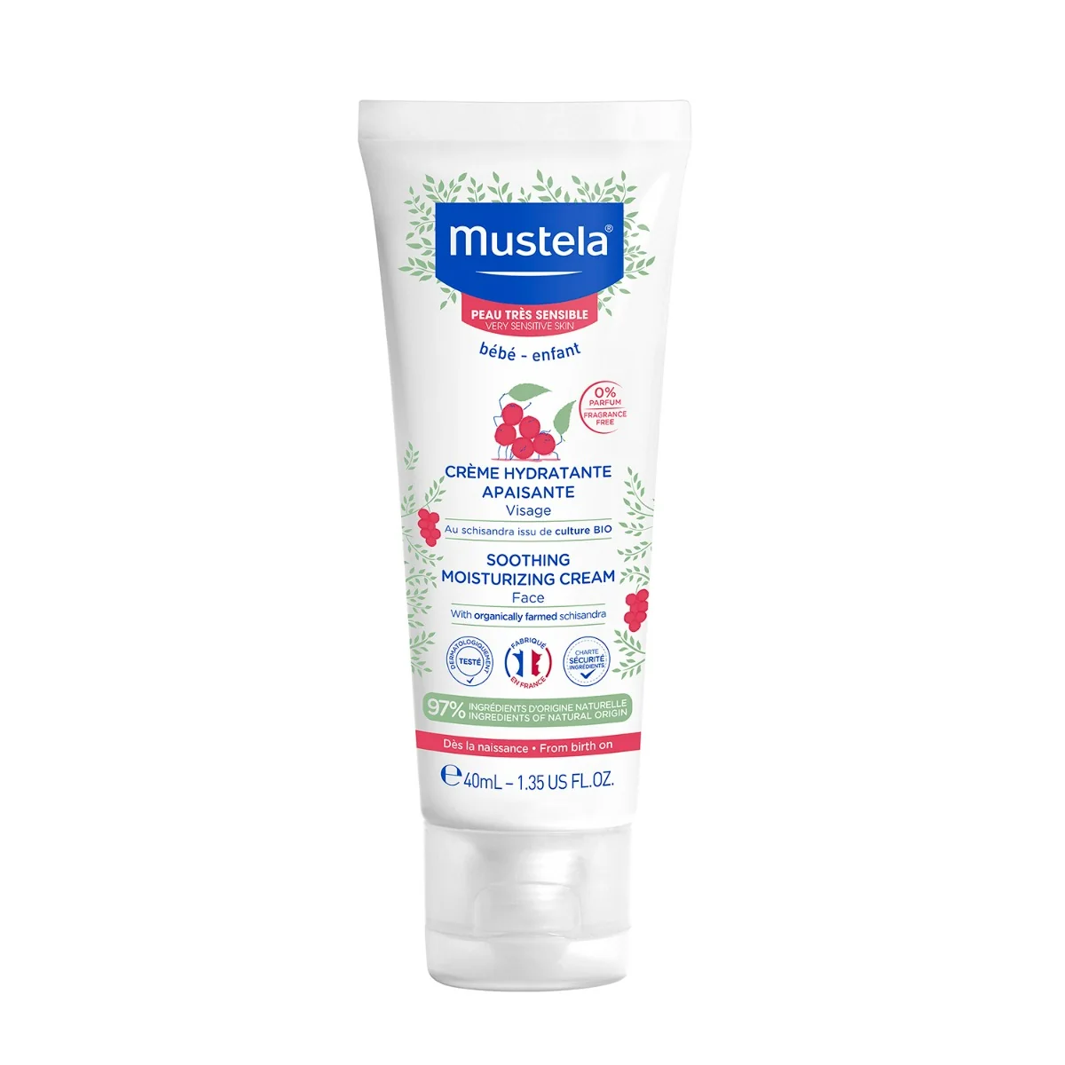 Mustela Łagodzący krem nawilżający, 40 ml