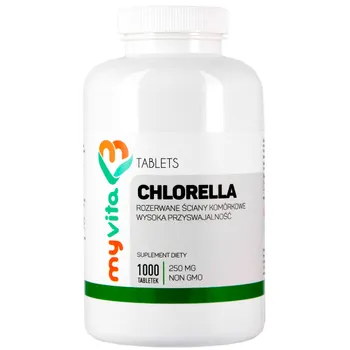 MyVita, Chlorella algi 250mg, rozerwane ściany komórkowe, suplement diety, 1000 tabletek 