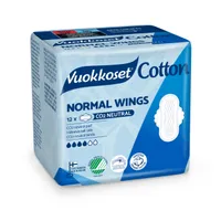 Vuokkoset Cotton Normal Wingd ekologiczne podpaski ze skrzydełkami, 12 szt.