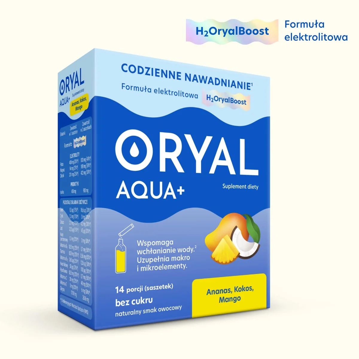 Oryal Aqua+ Ananas, Kokos, Mango 14 saszetek