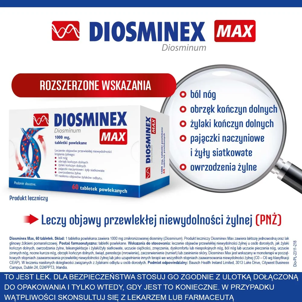 Diosminex Max 1000 mg, 60 tabletek powlekanych