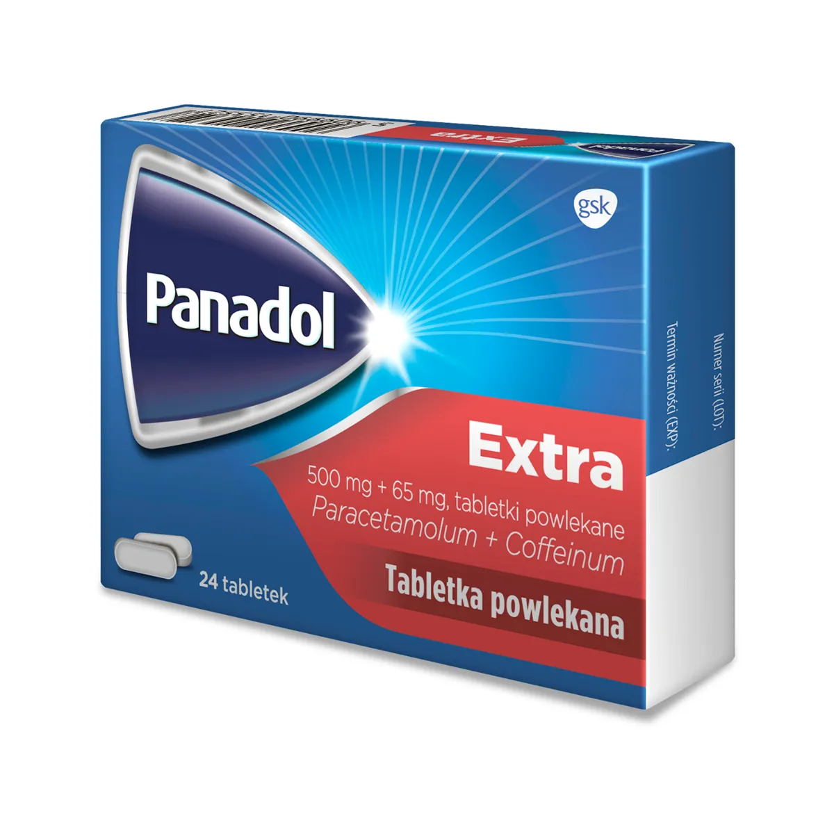 Panadol Extra, 500 mg + 65 mg, 24 tabletki powlekane 