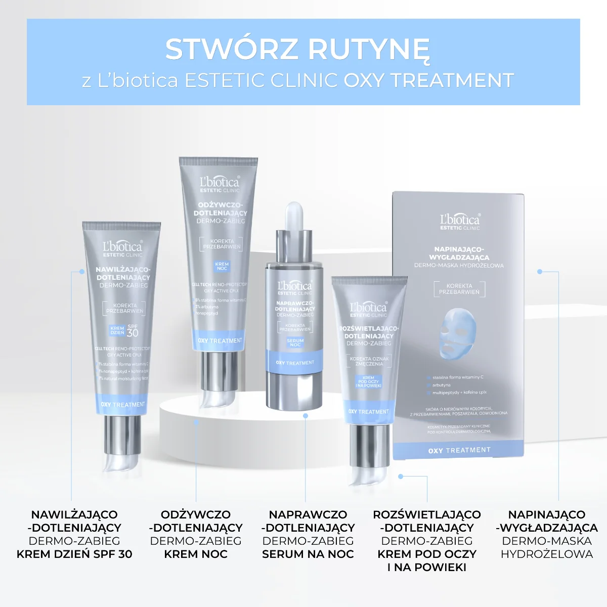 L'biotica Estetic Clinic Oxy Treatment napinająco-wygładzająca dermo-maska hydrożelowa