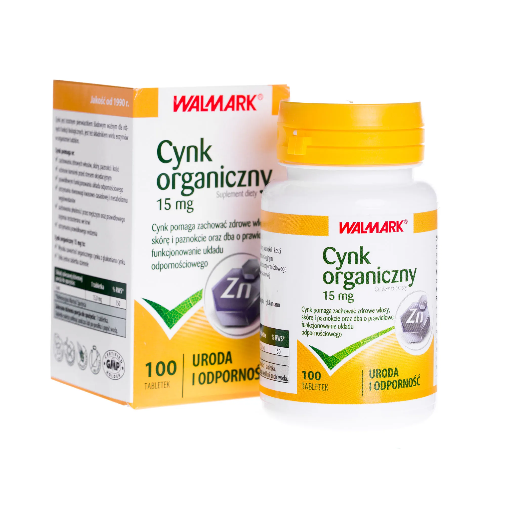 Cynk organiczny 15 mg, suplement diety, 100 tabletek