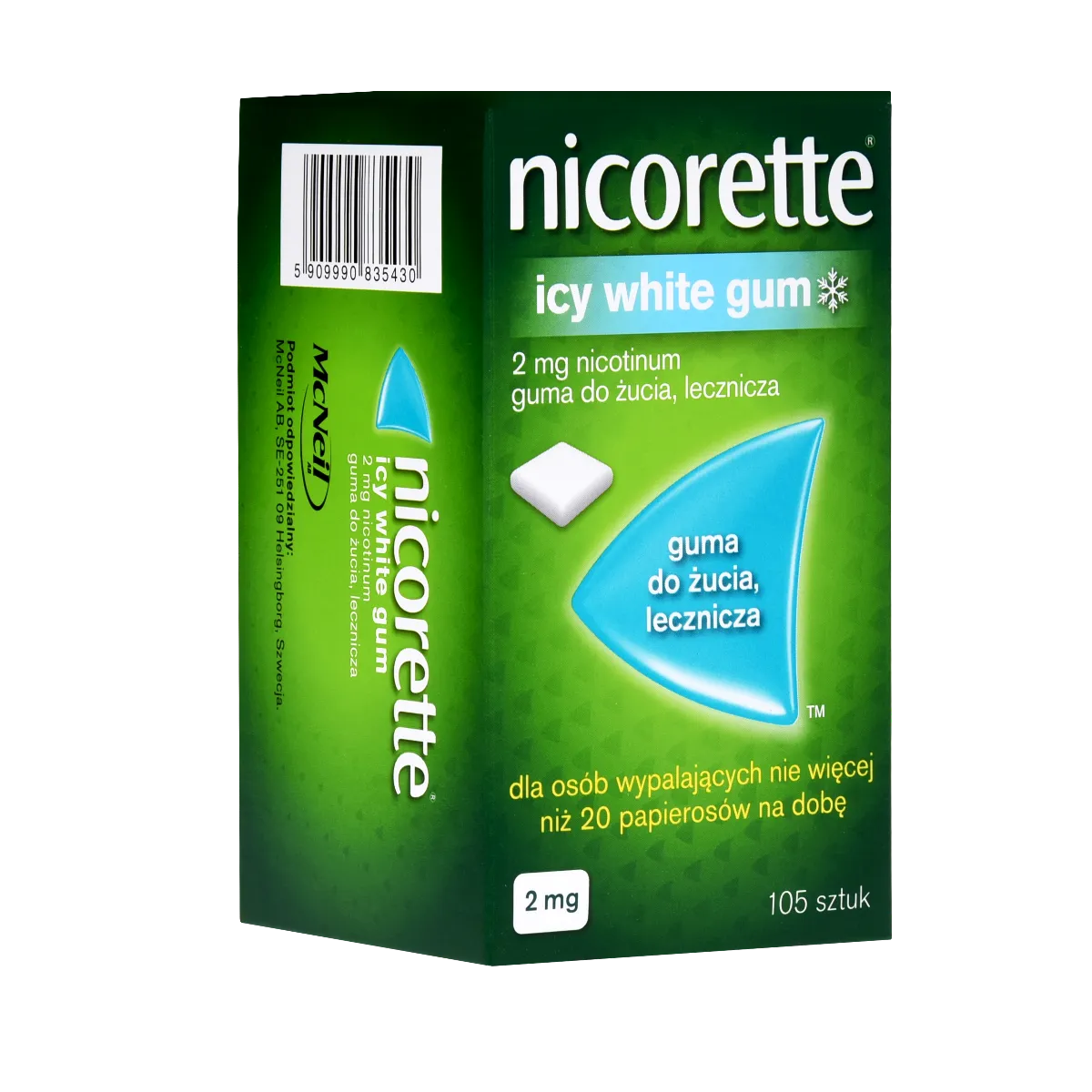 Nicorette Icy White Gum, 2 mg, 105 sztuk 