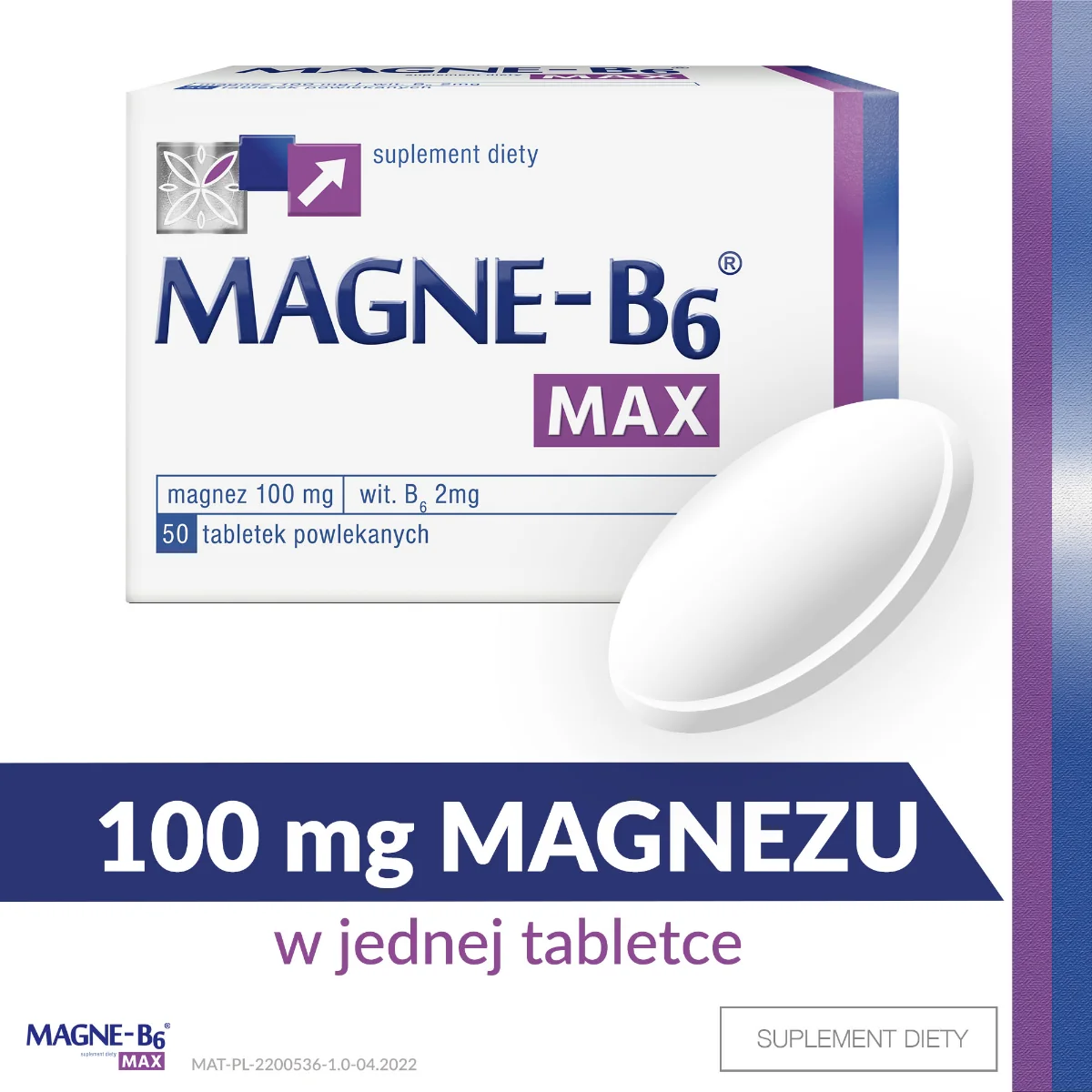 Magne-B6 MAX, suplement diety, 50 tabletek powlekanych 