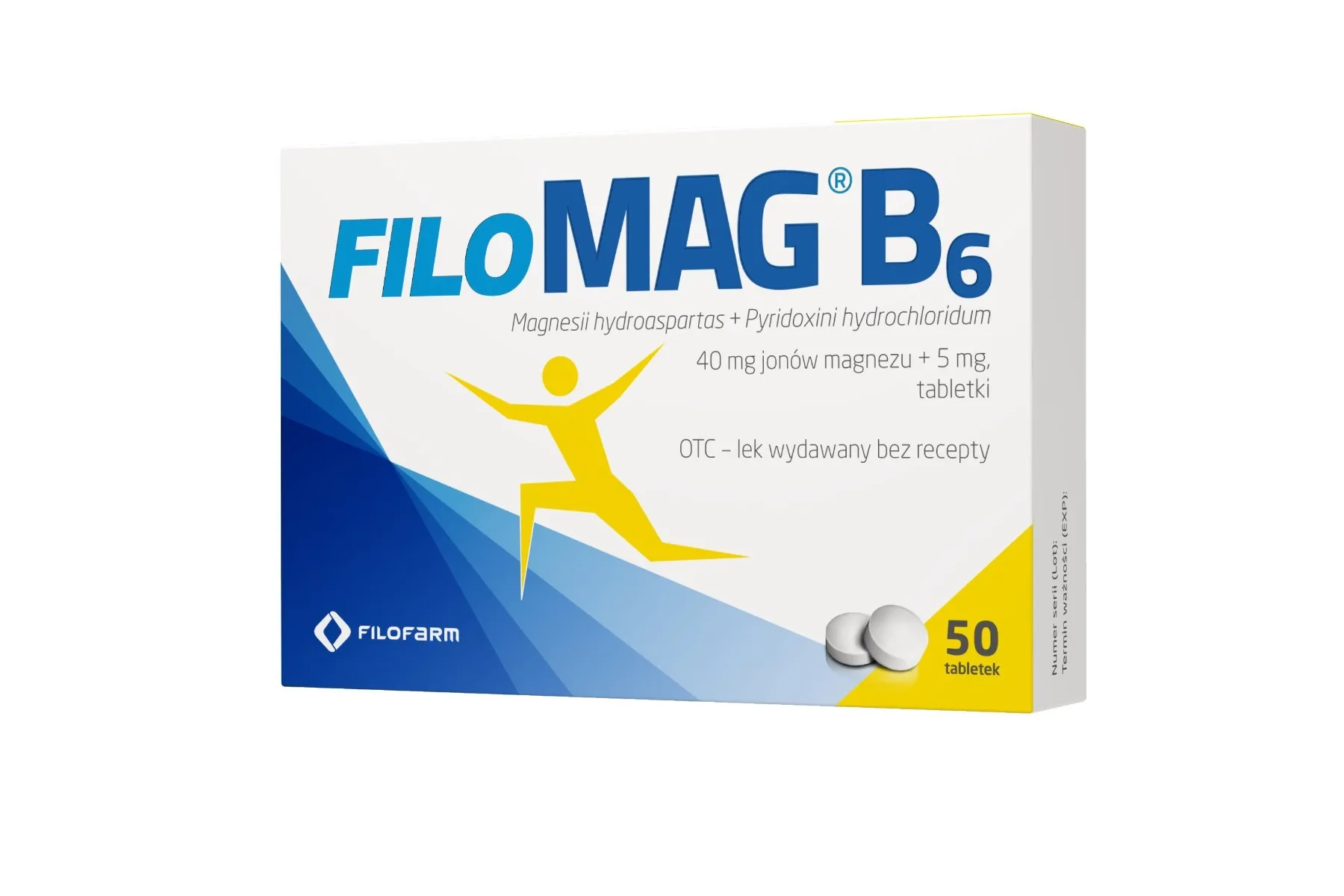 Filomag B6, 40mg jonów magnezu + 5 mg, 50 tabletek
