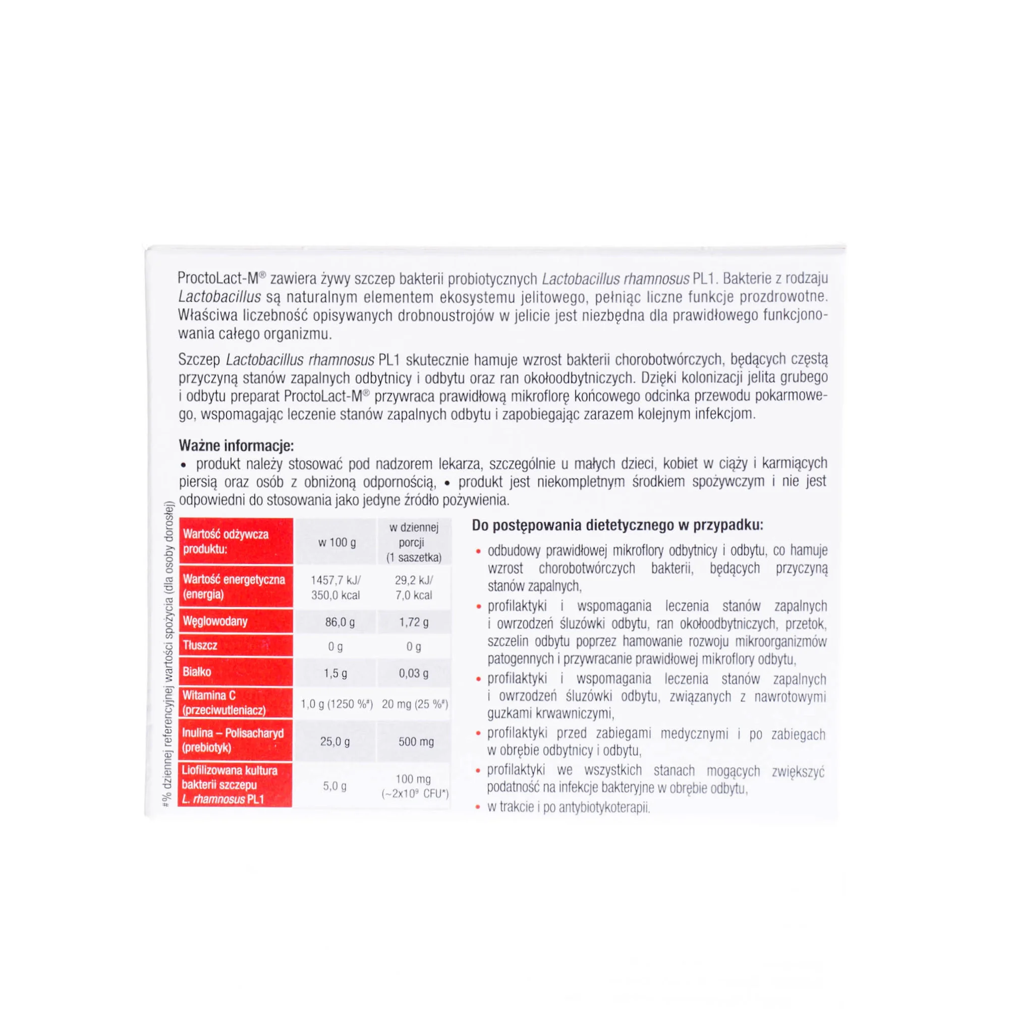 ProctoLact-M, dietetyczne środek poprawiający mikroflorę jelitową, 10 saszetek po 2 g 