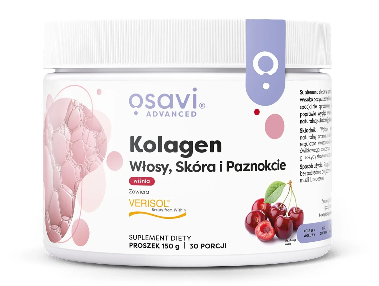 Osavi Kolagen Włosy Skóra i Paznokcie wiśnia, proszek, 150 g