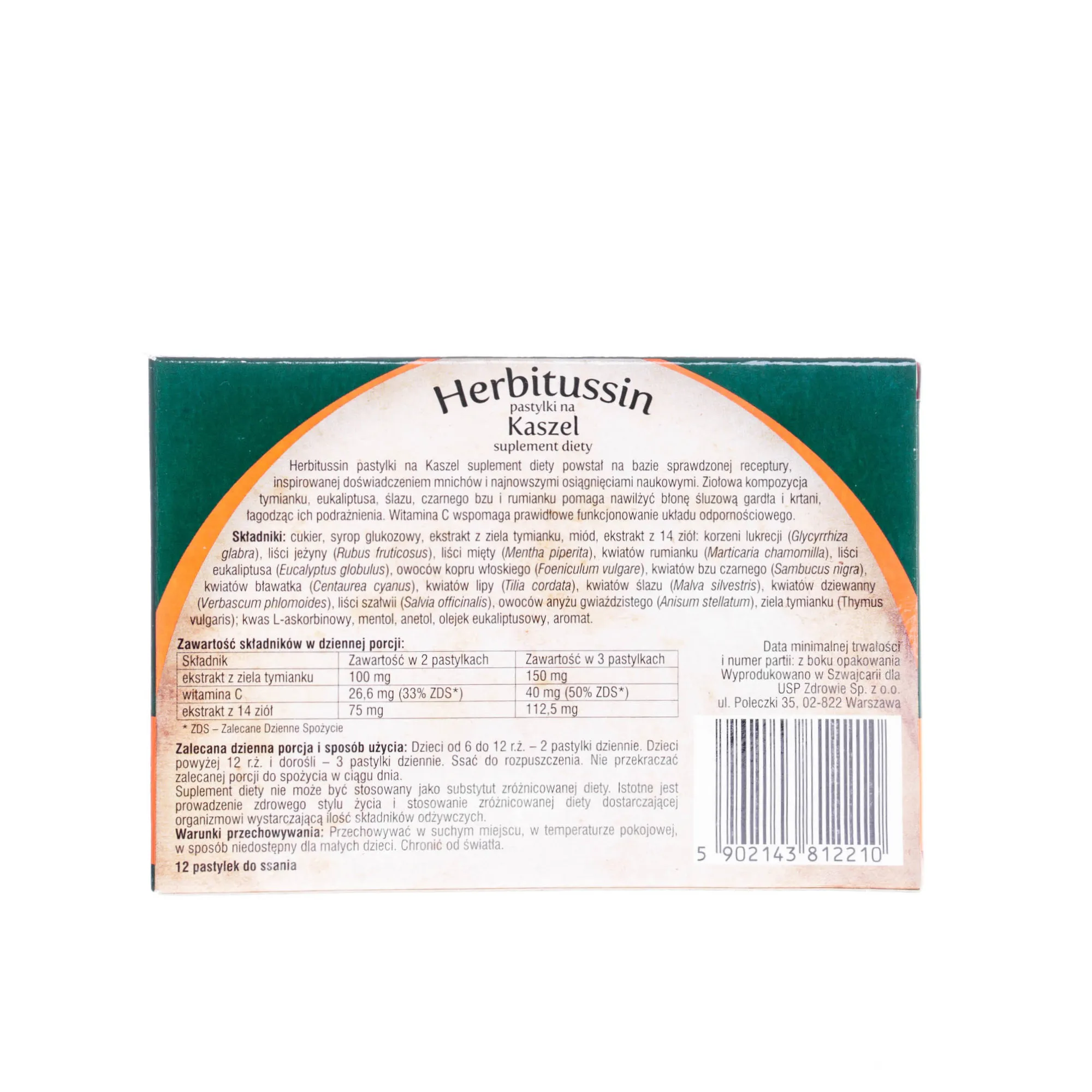 Herbitussin - pastylki do ssania na kaszel, 12 szt. 