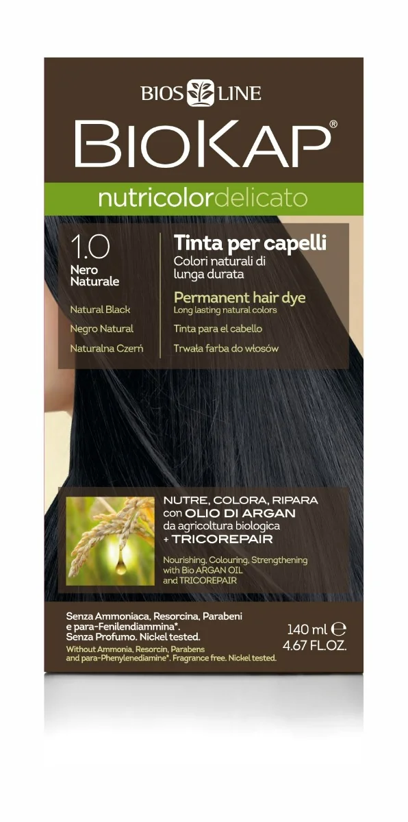 Biokap Delicato farba do włosów 1.0 Naturalna Czerń, 140 ml