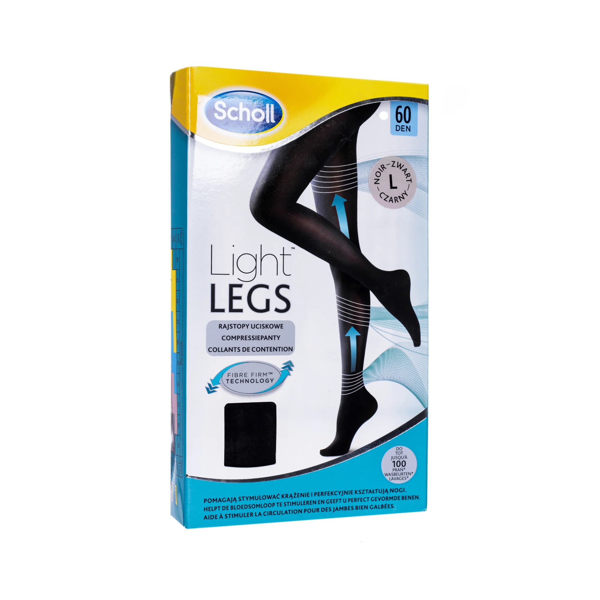 Scholl Light Legs, rajstopy uciskowe L, czarne, 60 den 