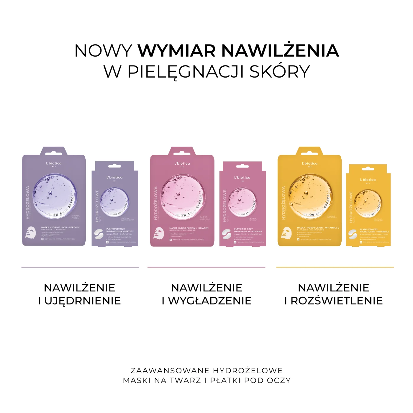 L'biotica Hydrożelowe płatki pod oczy z Peptydami, 1 para