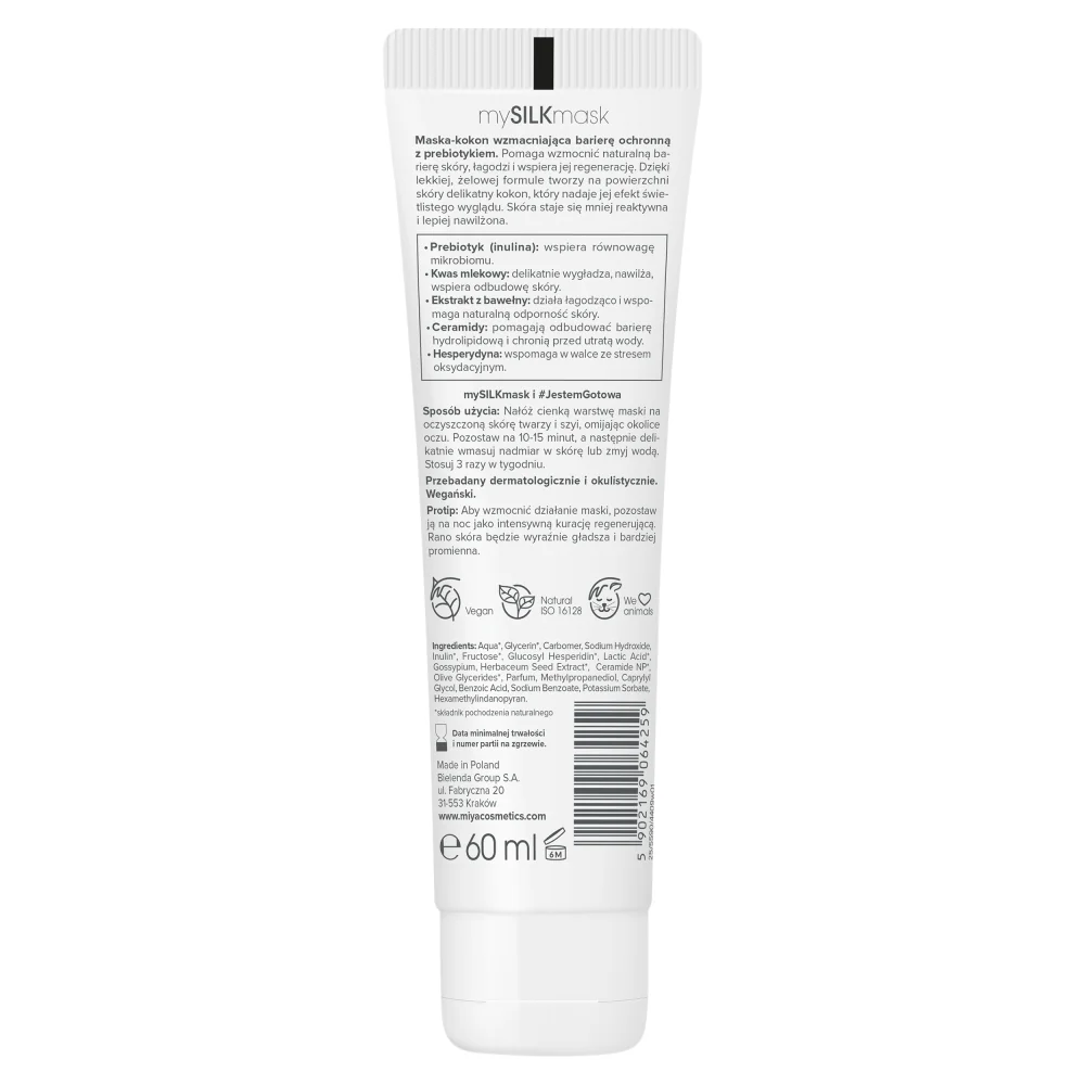Miya mySILKmask maska-kokon wzmacniająca barierę ochronną z prebiotykami, 60 ml
