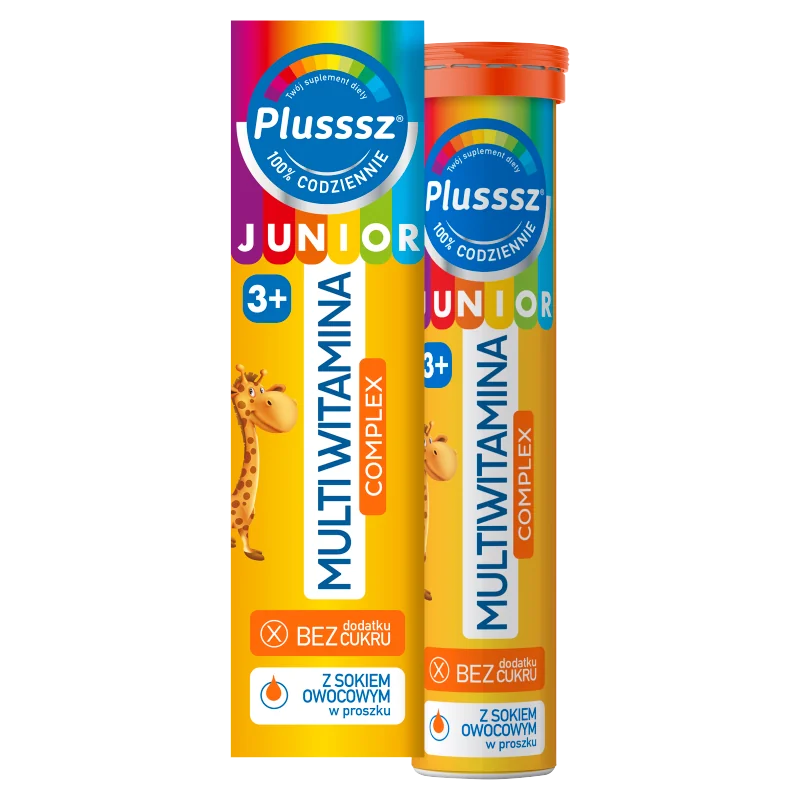 Plusssz Junior Multiwitamina Complex 20 tabletek musujących o smaku tropikalnym