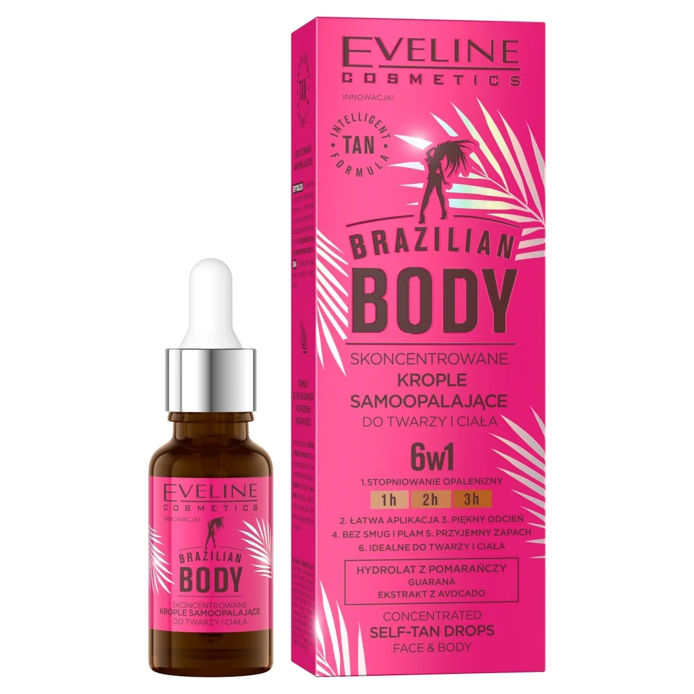 Eveline Cosmetics Brazilian Body skoncentrowane krople samoopalające do twarzy i ciała, 18 ml