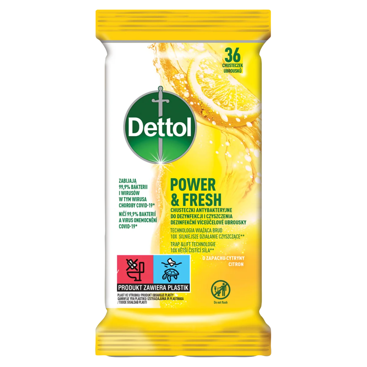 Dettol Power & Fresh wielofunkcyjne chusteczki antybakteryjne, 36 sztuk