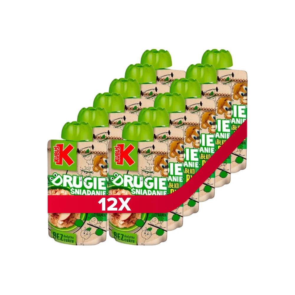 Kubuś Mus Drugie Śniadanie jabłko + ryż cynamon, 12 x 100 g