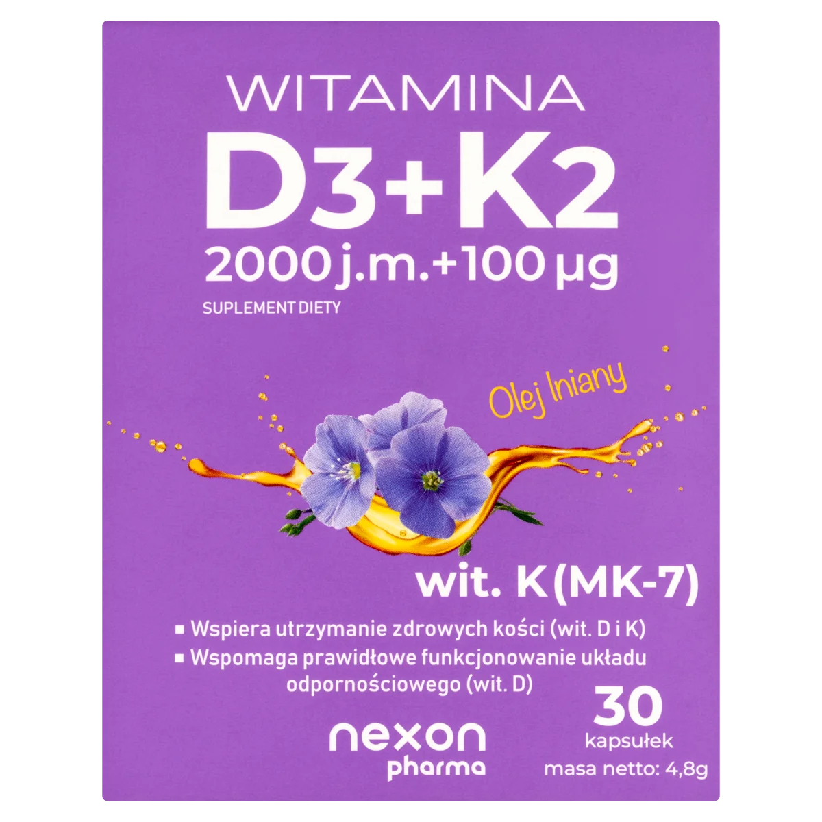 Witamina D3+K2 2000 j.m. + 100 mcg 30 kapsułek