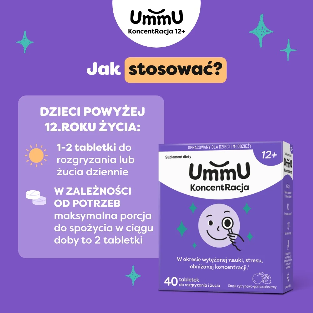 Ummu KoncentRacja 12+ 40 tabletek do rozgryzania
