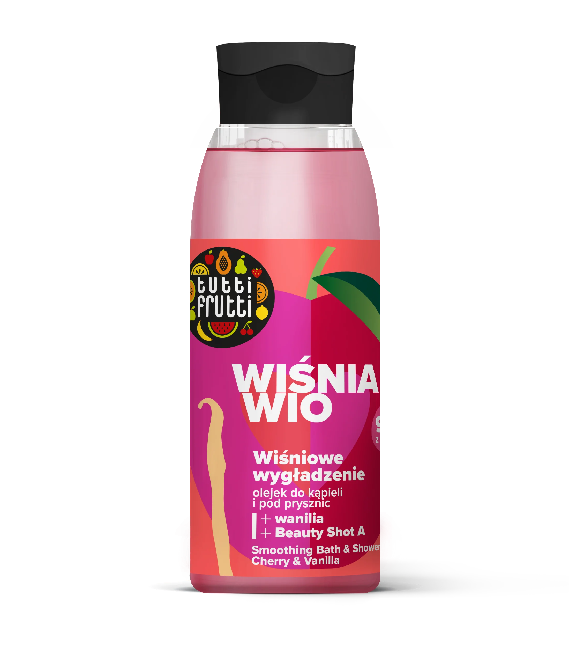 Farmona Tutti Frutti Wygładzający olejek do kąpieli i pod prysznic Wiśnia i Wanilia + Beauty shot A, 400 ml