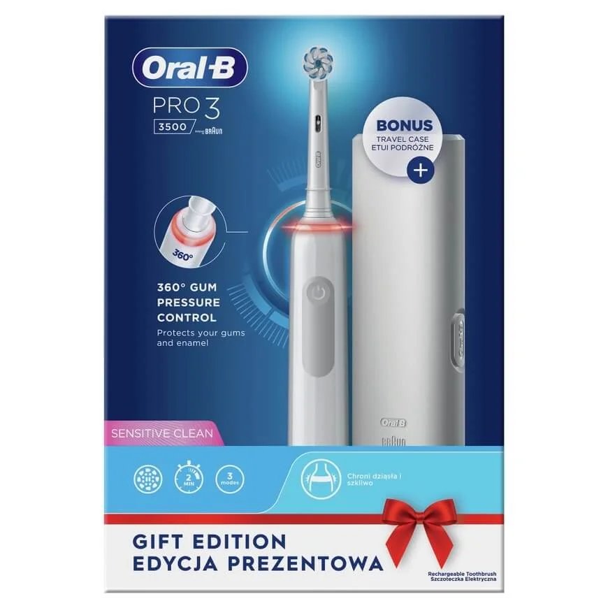 Oral B AKU Pro3 3500 White Sensitive szczoteczka elektryczna 1 szt. + etui