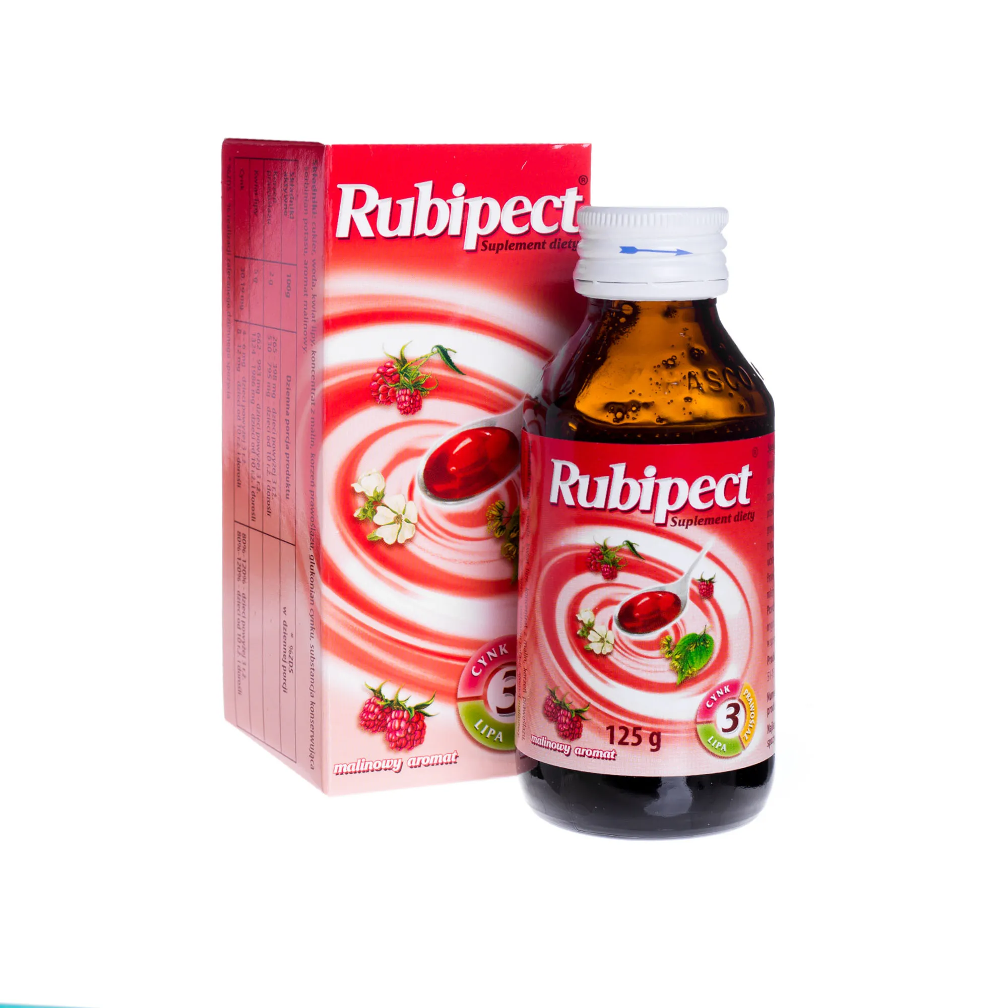 Rubipect suplement diety, malinowy aromat, 125 g