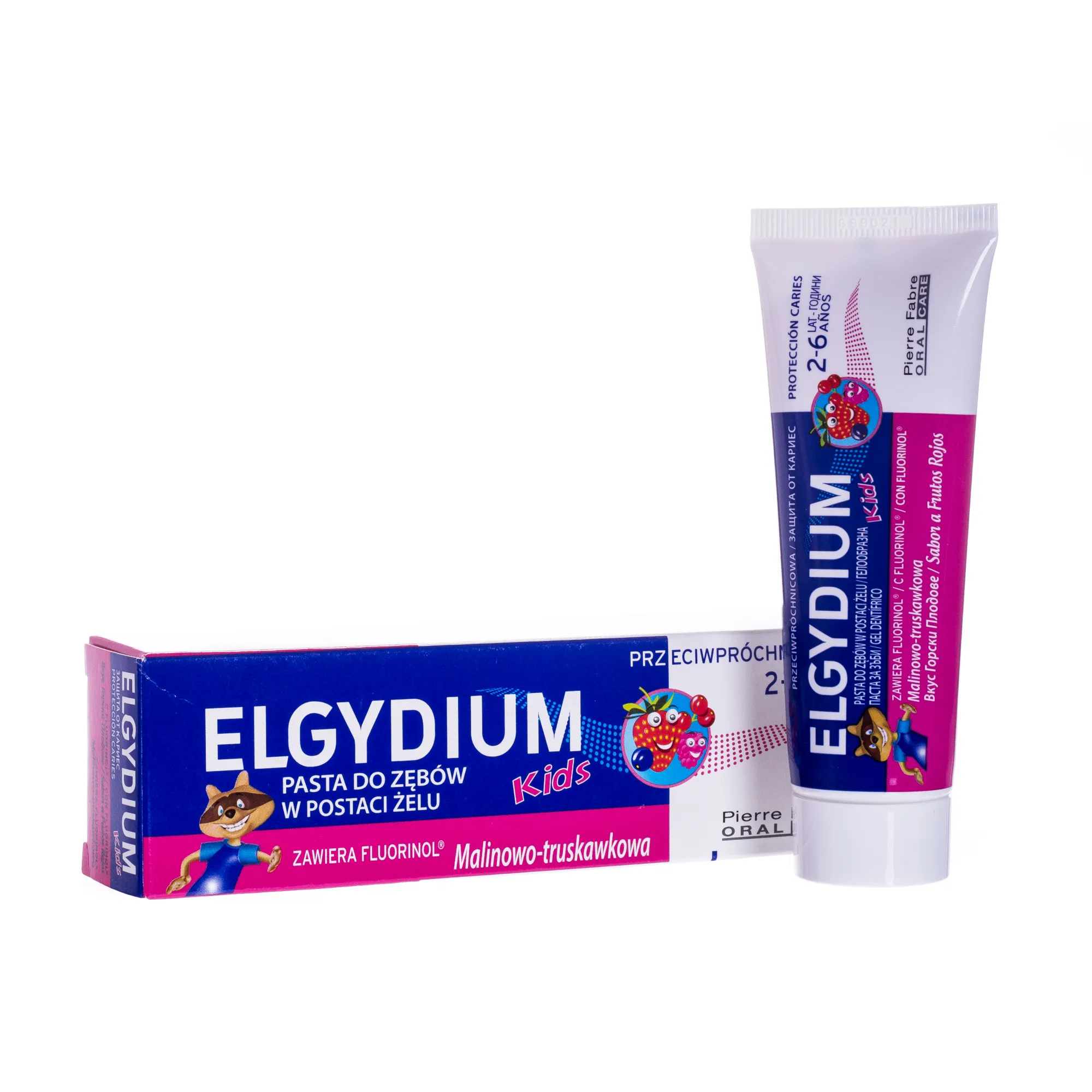 Elgydium,  pasta do zębów dla dzieci 2-6 lat, smak malinowo-truskawkowy, 50 ml