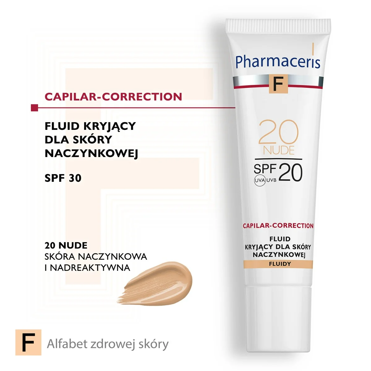Pharmaceris F Capilar-Correction, fluid kryjący do skóry naczynkowej 20 Nude SPF 20, 30 ml