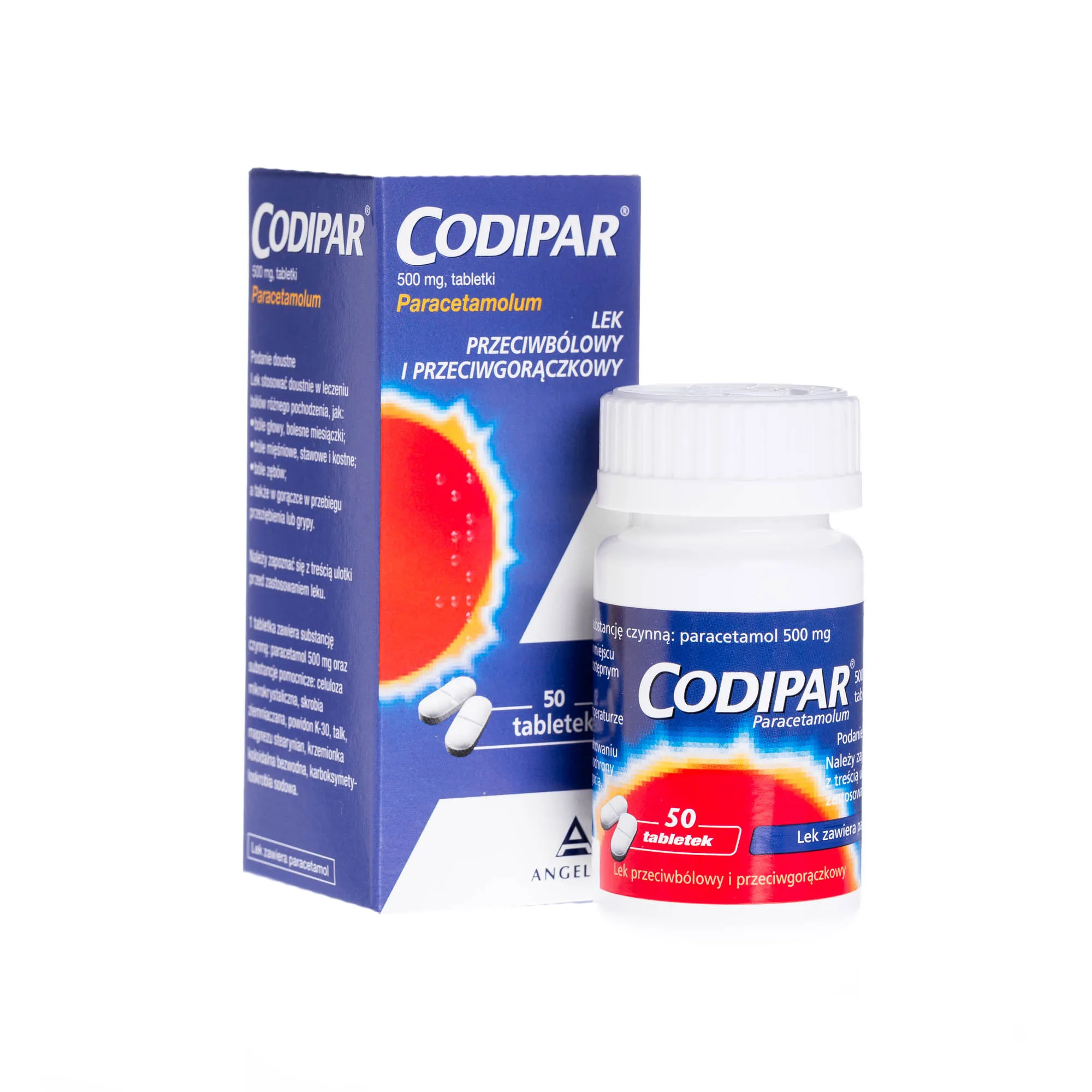 Codipar 500 mg - 50 tabletek o działaniu przeciwbólowym i przeciwgorączkowym 
