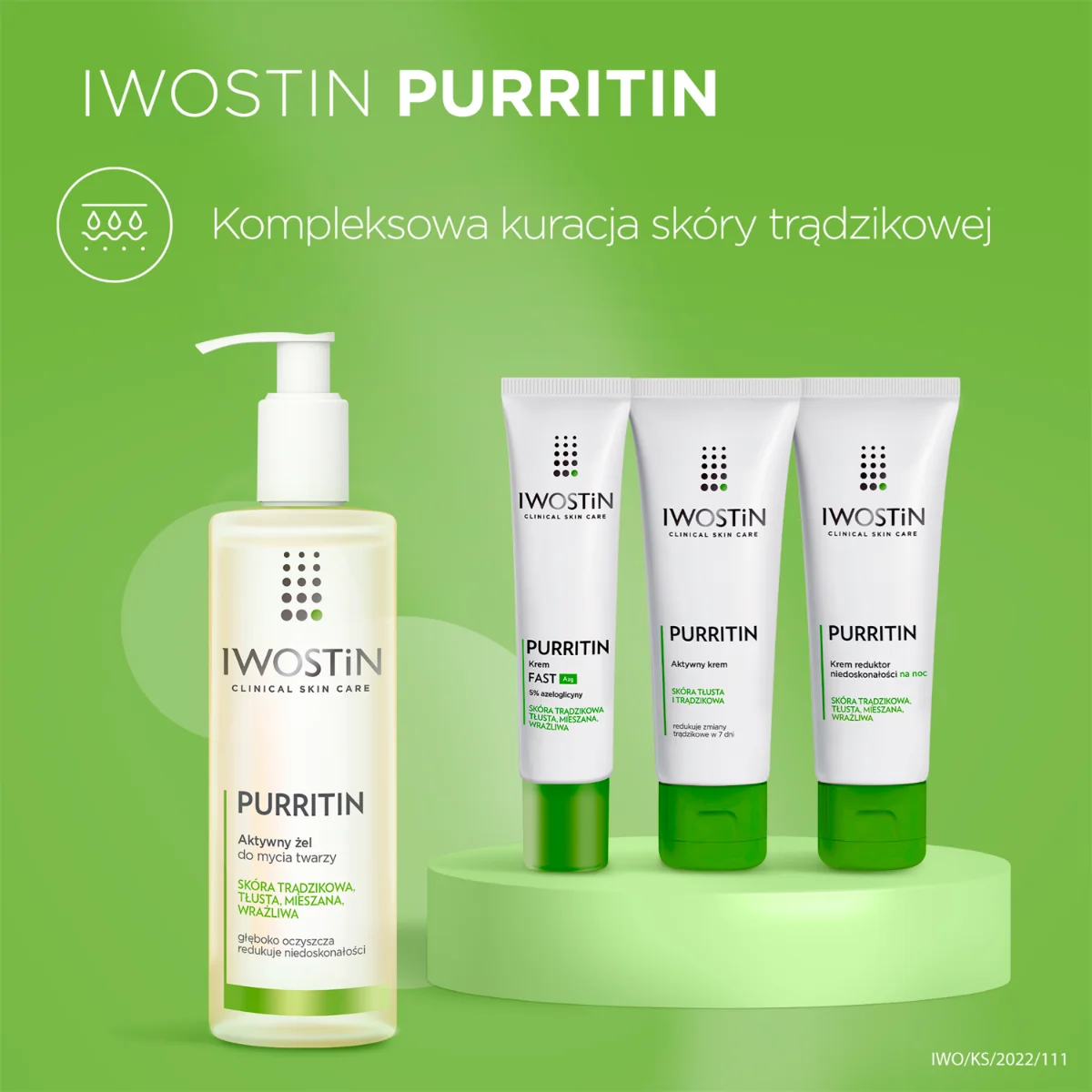 Iwostin Purritin aktywny żel do mycia twarzy, 150 ml