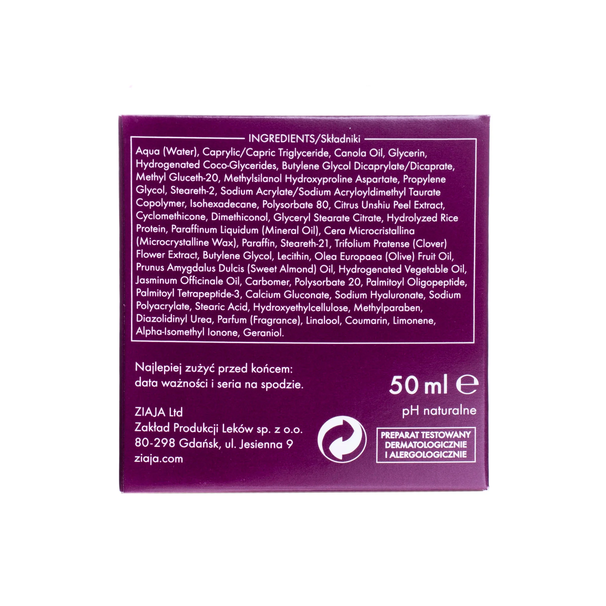 Ziaja 50+ jaśmin w kremie przeciw zmarszczkom na noc, 50 ml