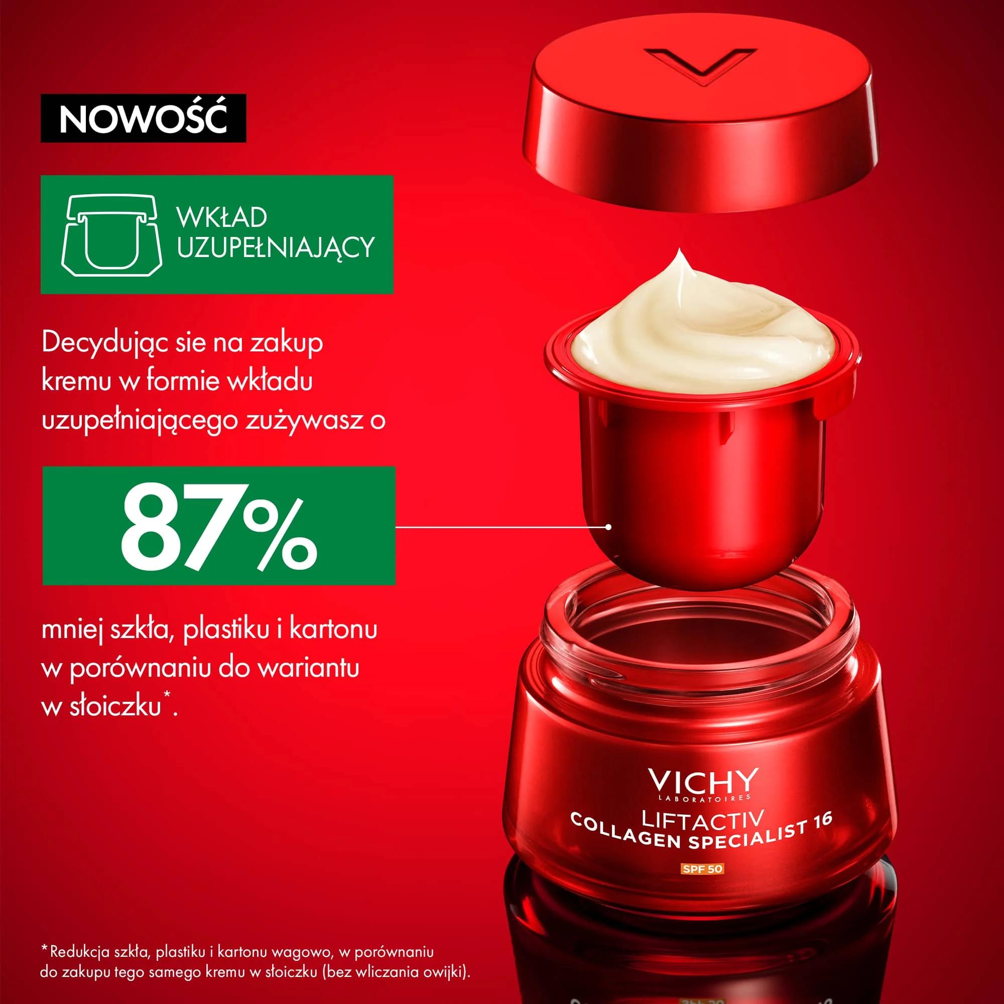 Vichy Liftactiv Collagen 16 SPF 50 krem, wkład uzupełniający, 50 ml