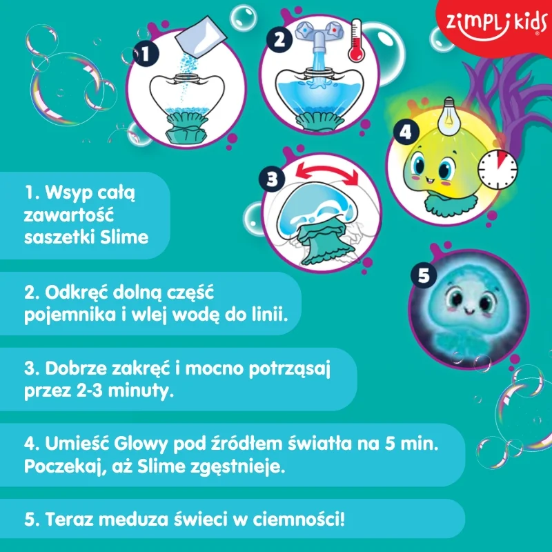 Zimpli Kids Glowy Gellfish Slime świecąca meduza, zabawka 3+