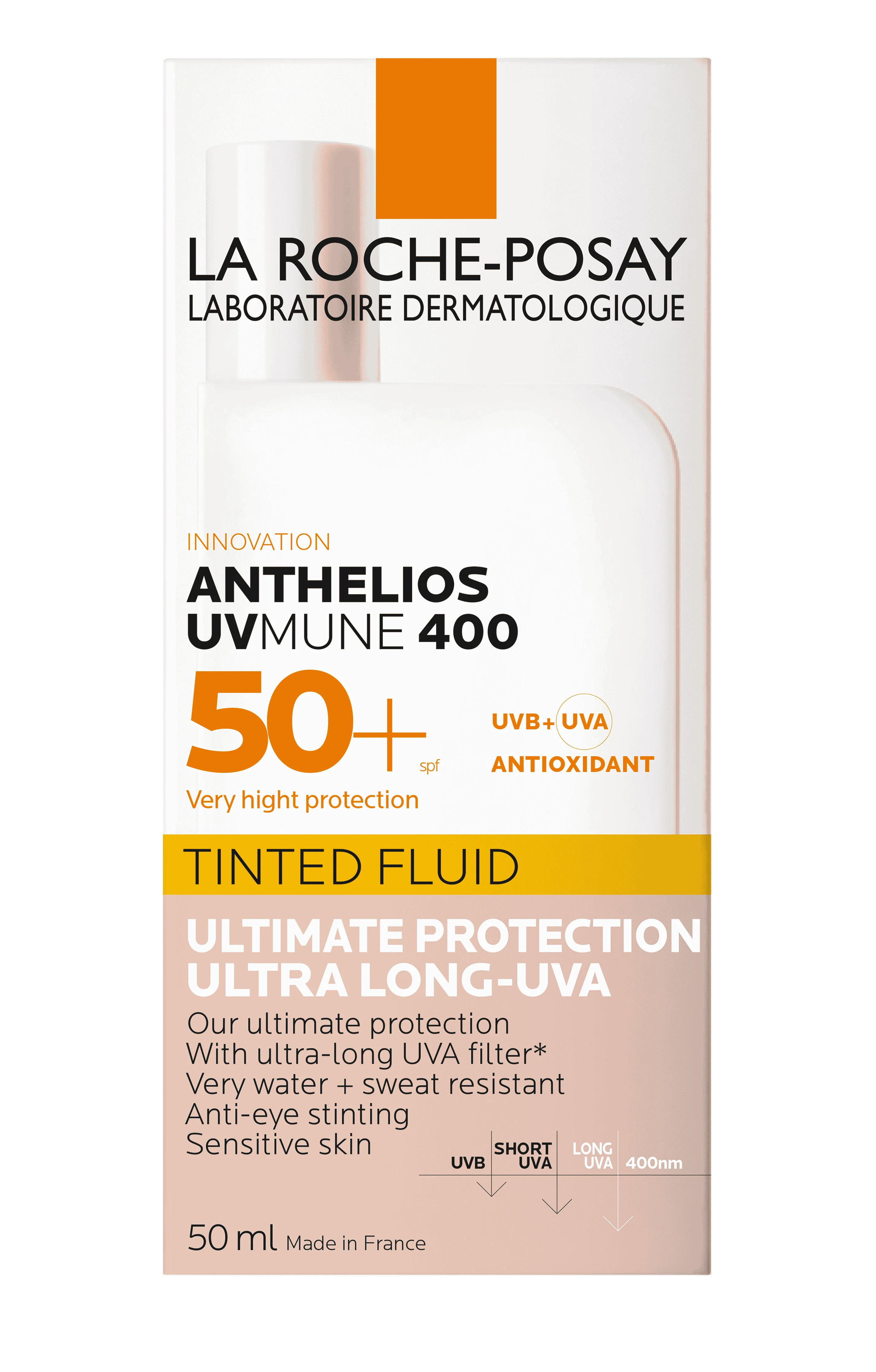La Roche-Posay Anthelios, UVMUNE 400 Fluid Barwiący SPF 50+, 50 ml