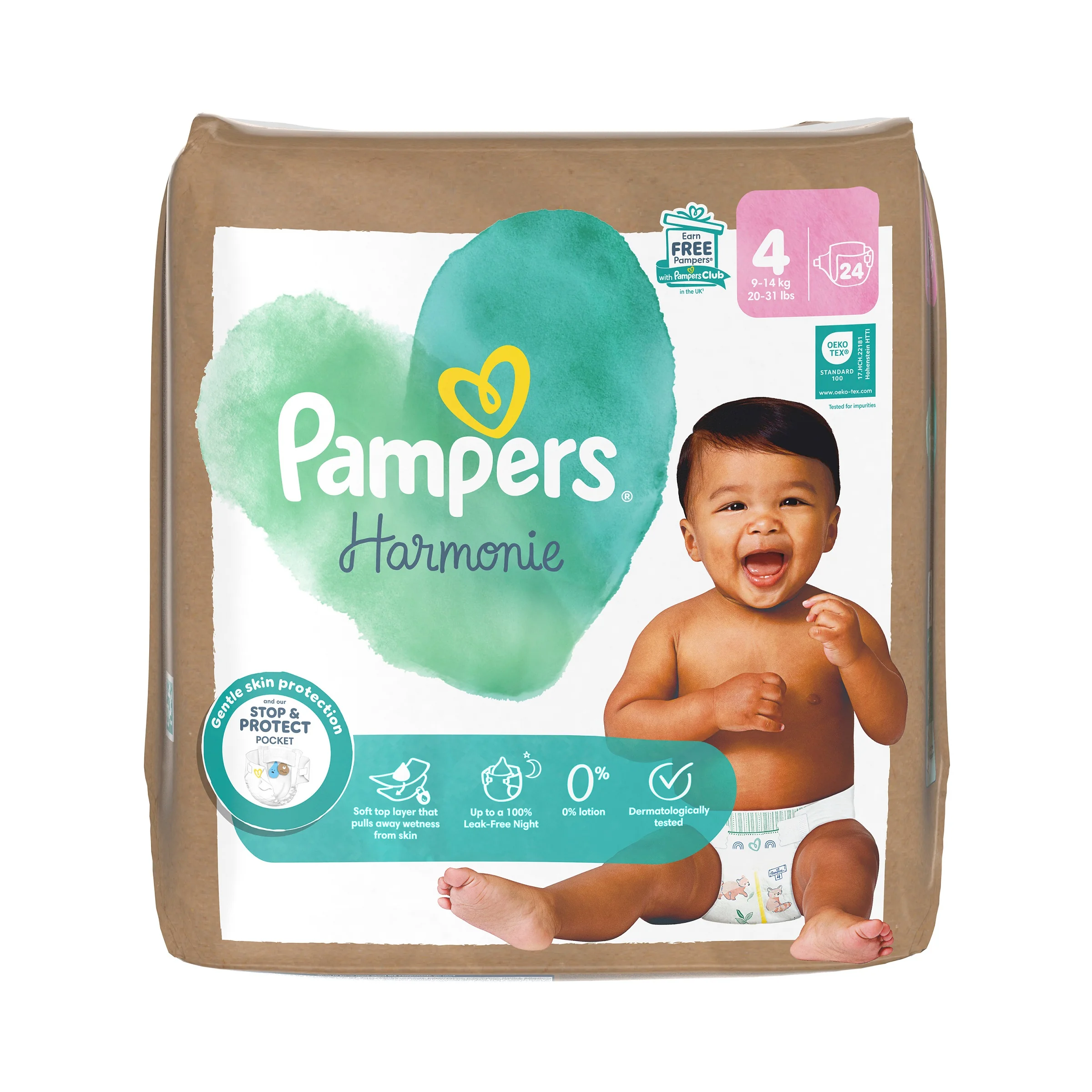 Pampers Harmonie new baby pieluszki rozmiar 4 9-14kg, 24 sztuki