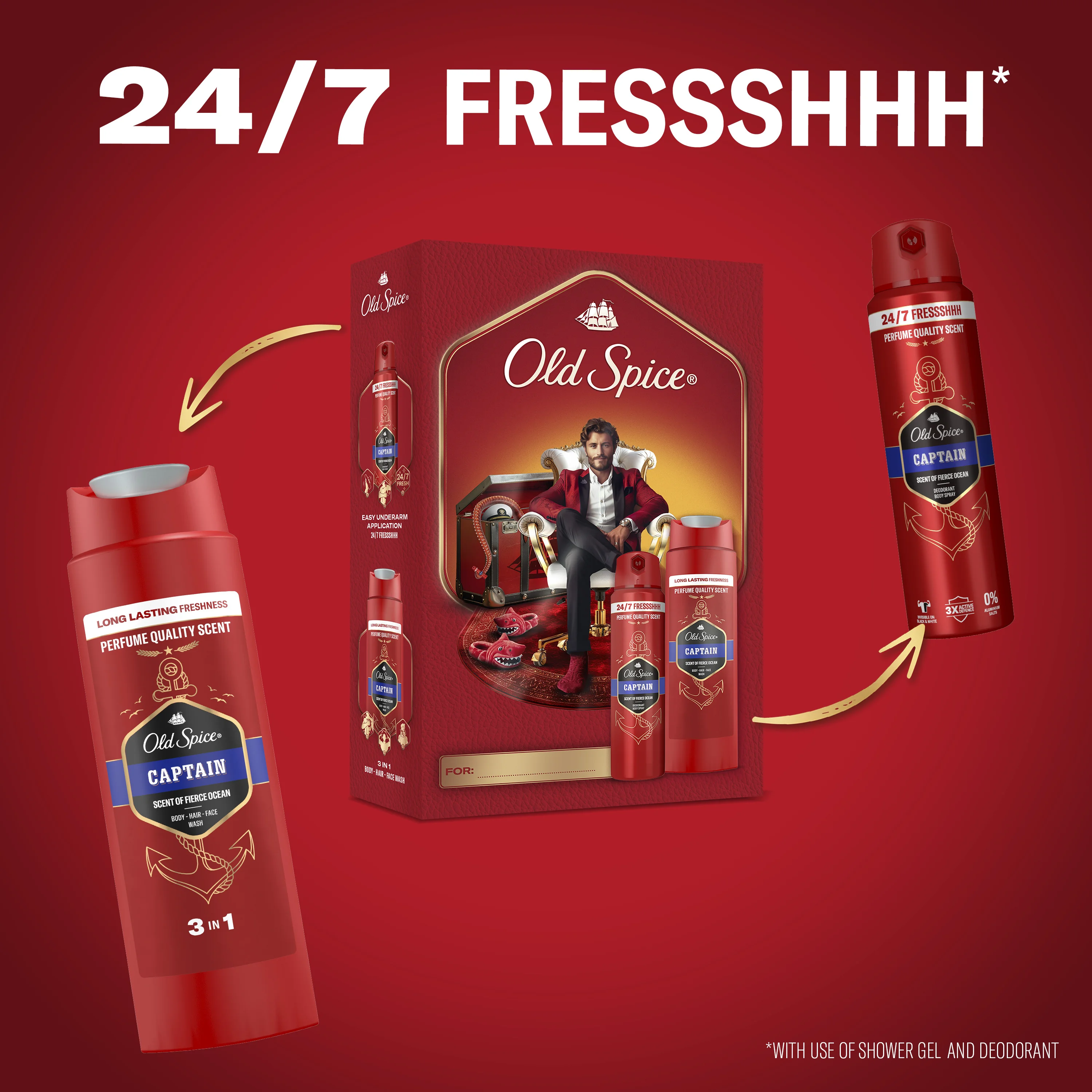 Old Spice Capitan Gentelman Zestaw dezodorant w sztyfcie, 150 ml + żel pod prysznic, 250 ml