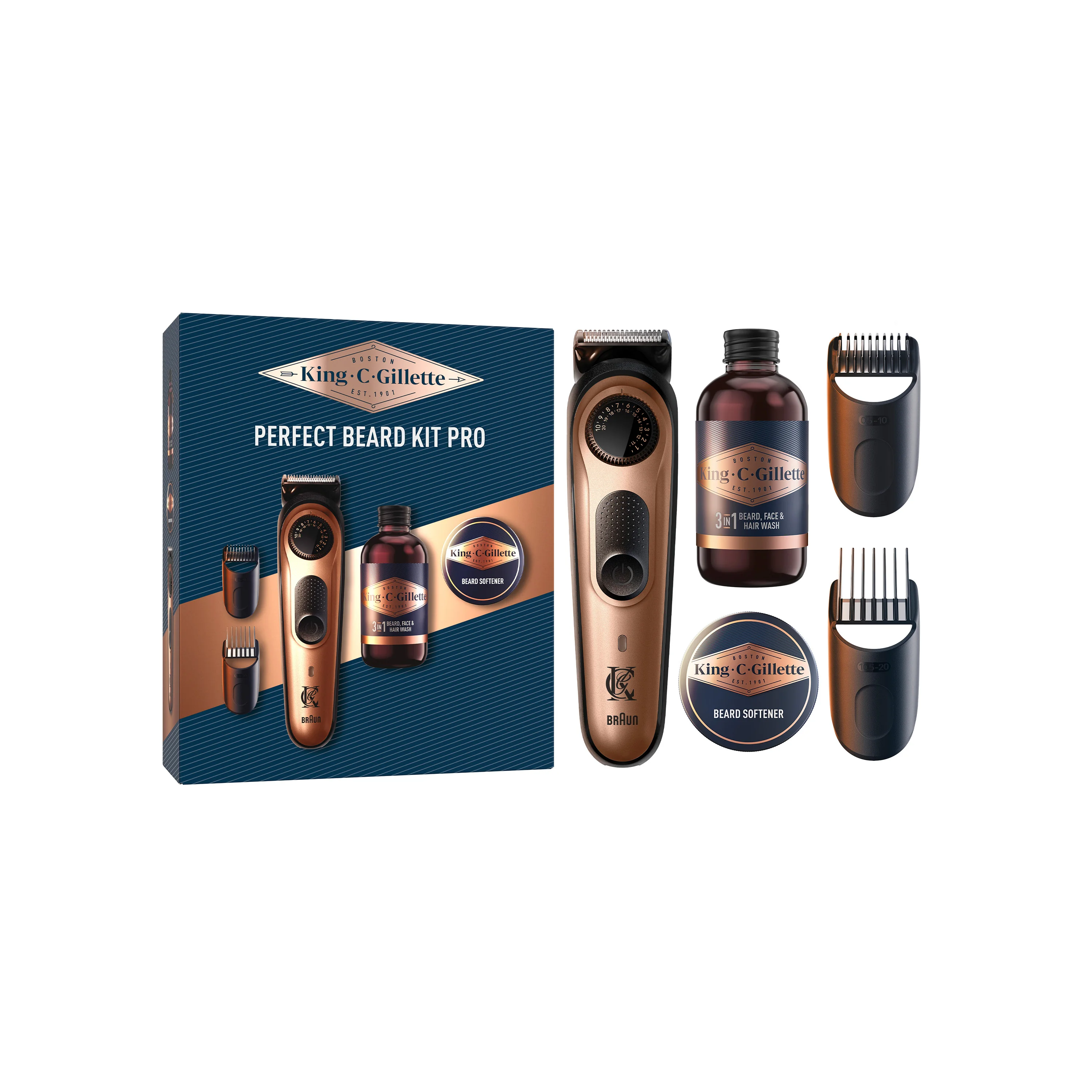 King C. Gillette Zestaw trymer do brody PRO + balsam do brody, 25ml + szampon do brody, 60ml