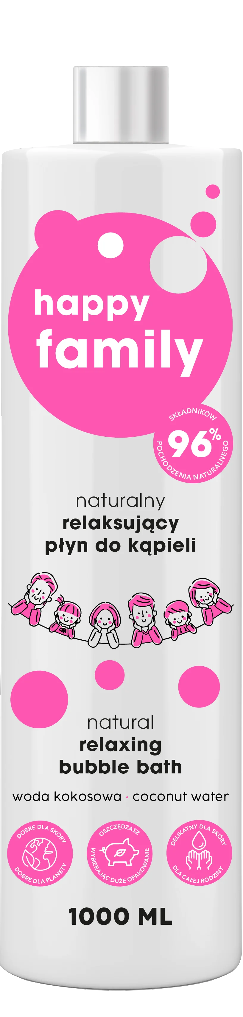 Happy Family naturalny relaksujący płyn do kąpieli, 1000 ml