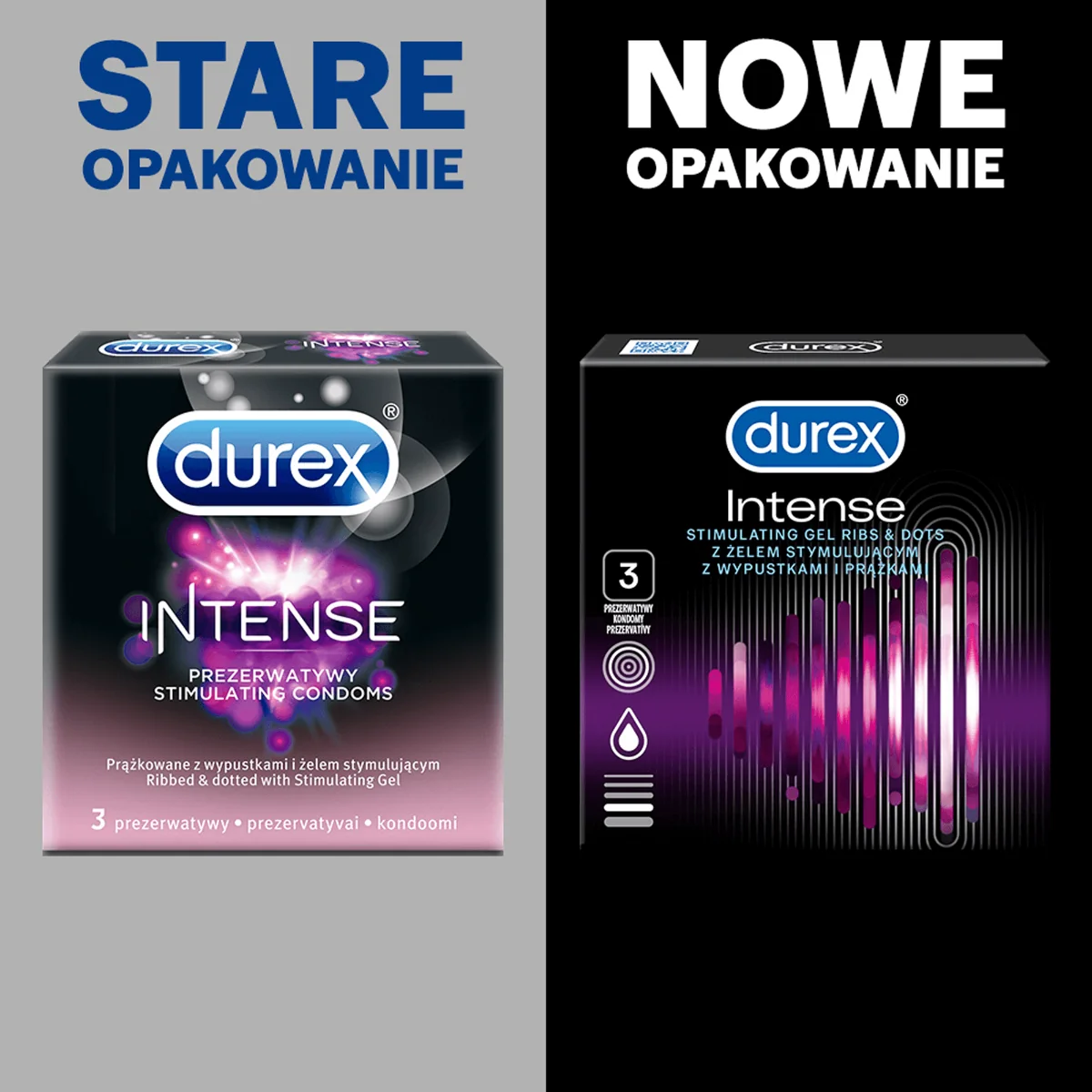 Durex Intense, prezerwatywy, 3 szt. 