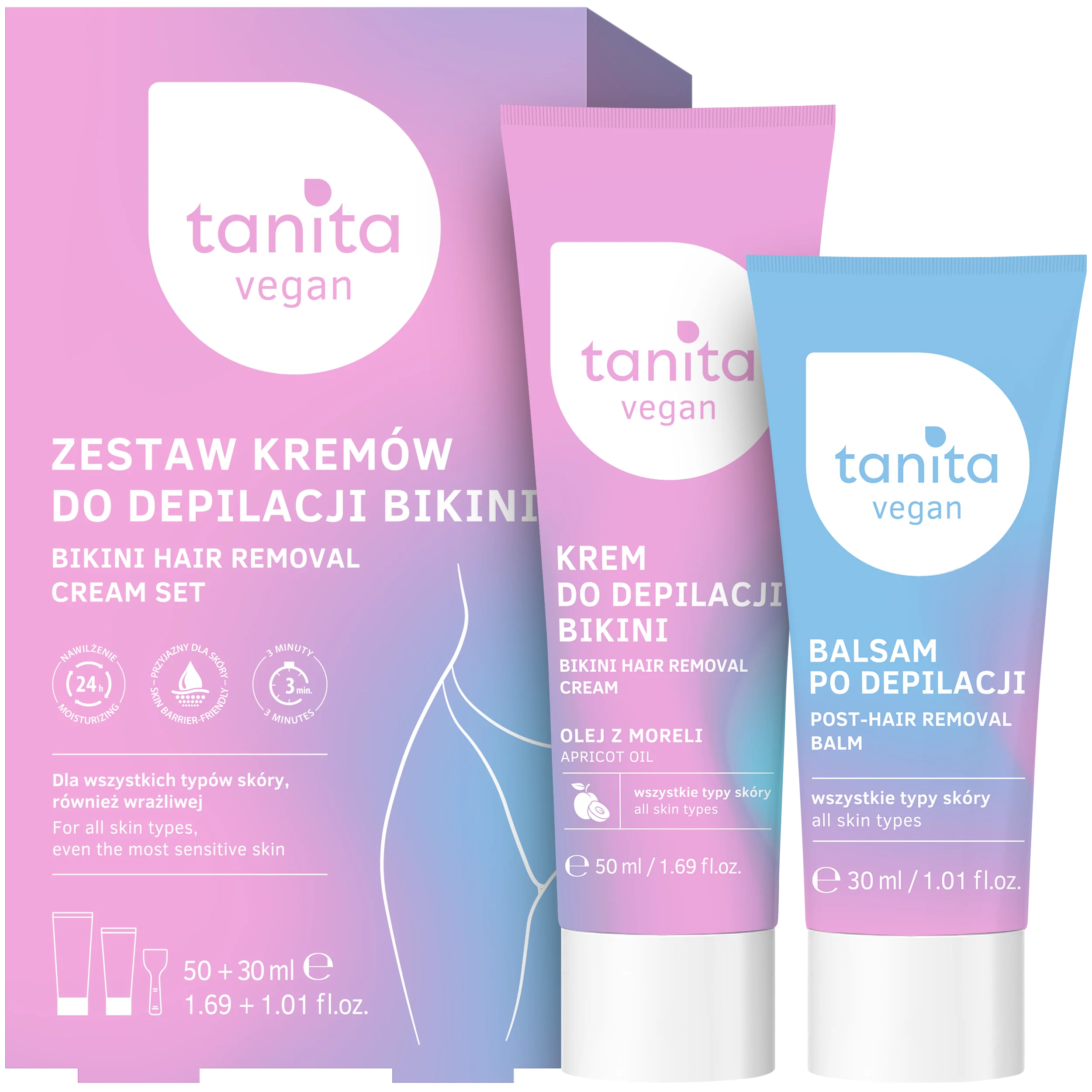 Tanita Zestaw kremów do depilacji bikini krem do depilacji, 50ml + balsam po depilacji, 30ml