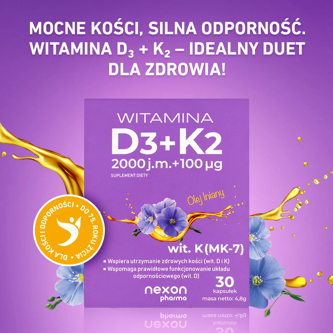 Witamina D3+K2 2000 j.m. + 100 mcg 30 kapsułek