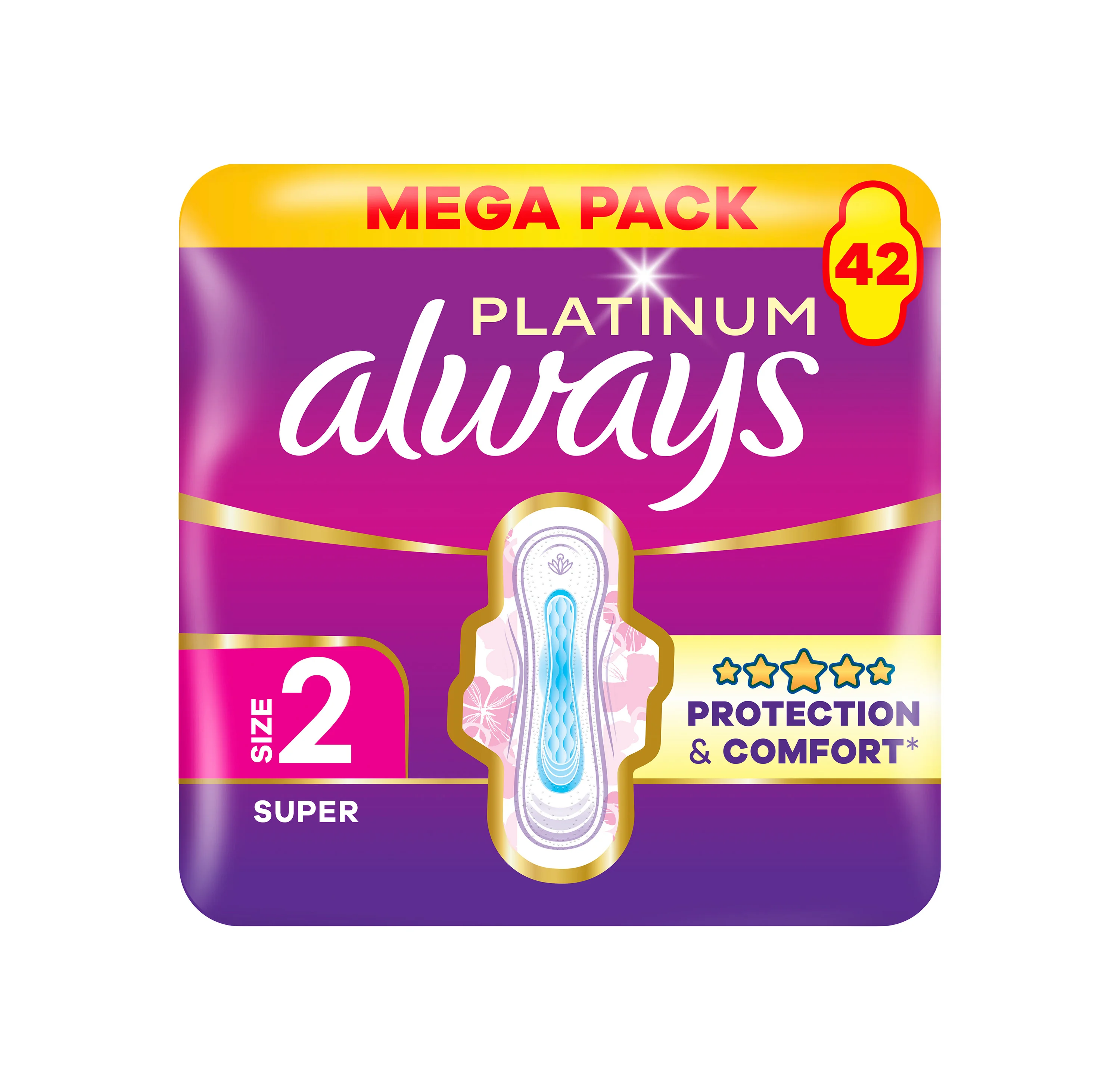Always Platinum Super podpaski ze skrzydełkami rozmiar 2, 42 sztuki