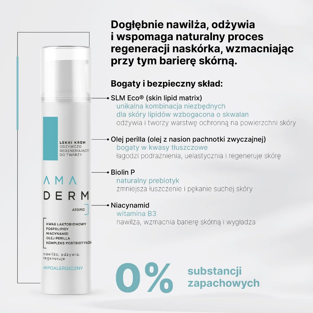 Amaderm Atopic lekki krem odżywczo-regenerujący do twarzy, 50 ml